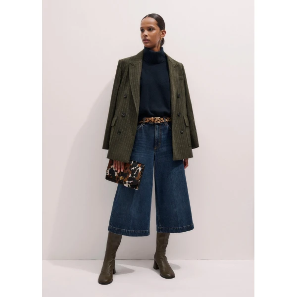 Me + Em Crease-Front Culotte – luxury British Blue in Me and Em exclusively at Luxury Shoes 