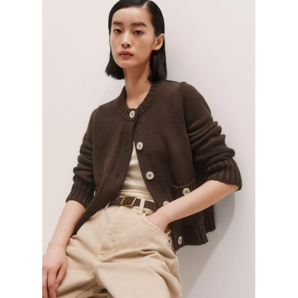 Me + Em Crop Cardigan – luxury British Brown in Me and Em exclusively at Luxury Shoes 