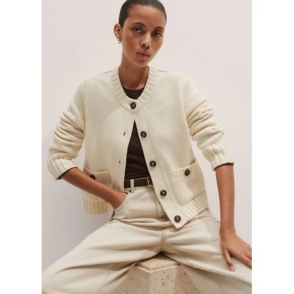 Me + Em Crop Cardigan – luxury British Ivory in Me and Em exclusively at Luxury Shoes 