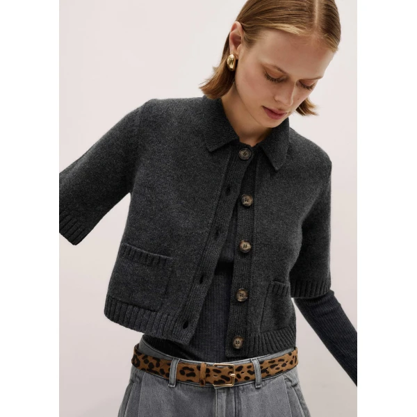 Me and Em Crop Knit Jacket – luxury British Grey in Me and Em exclusively at Luxury Shoes 
