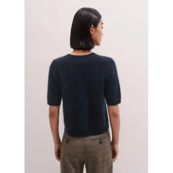 Me and Em Crop Knit Tee – luxury British Blue in Me and Em exclusively at Luxury Shoes 