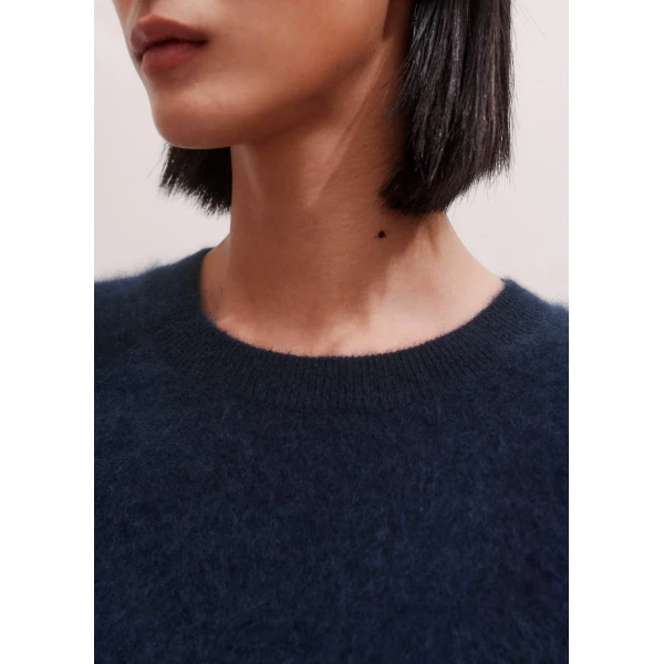 Me + Em Crop Knit Tee – luxury British Blue in Me and Em exclusively at Luxury Shoes 