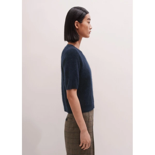 Me + Em Crop Knit Tee – luxury British Blue in Me and Em exclusively at Luxury Shoes 