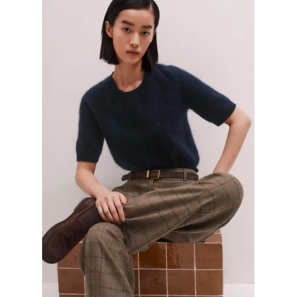 Me and Em Crop Knit Tee – luxury British Blue in Me and Em exclusively at Luxury Shoes 