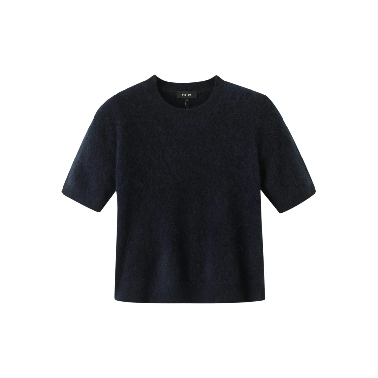 Me and Em Crop Knit Tee – luxury British Blue in Me and Em exclusively at Luxury Shoes 