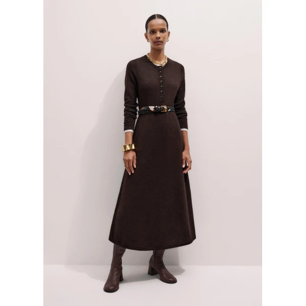 Me and Em Double-Layer Knit Dress – luxury British Brown in Me and Em exclusively at Luxury Shoes 