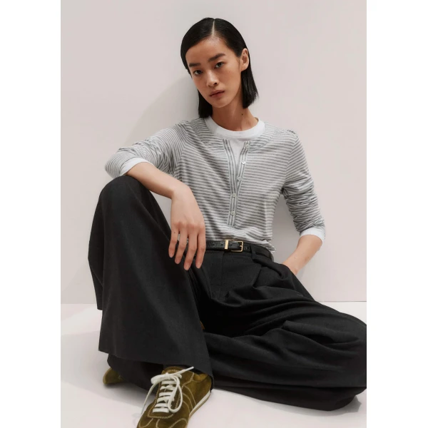 Me + Em Double Layer Top – luxury British Grey in Me and Em exclusively at Luxury Shoes 