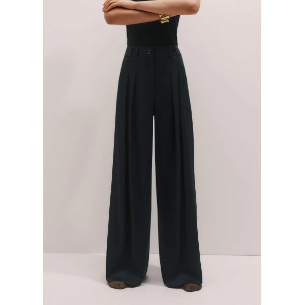 Me and Em Double Pleat Pant – luxury British Blue in Me and Em exclusively at Luxury Shoes 