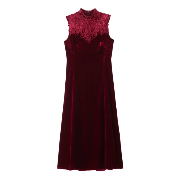 Me and Em Embroidered Midi Dress – luxury British Red in Me and Em exclusively at Luxury Shoes 