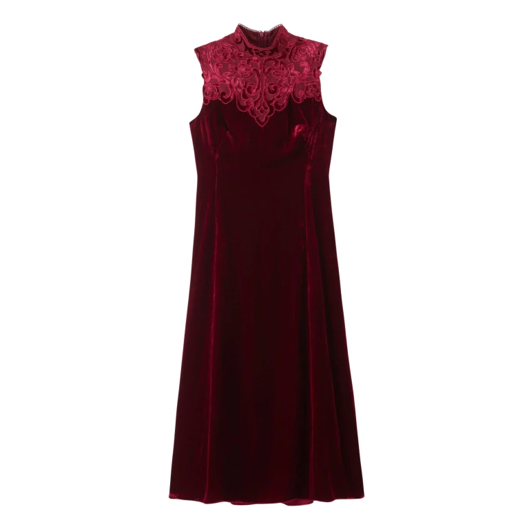 Me and Em Embroidered Midi Dress – luxury British Red in Me and Em exclusively at Luxury Shoes 