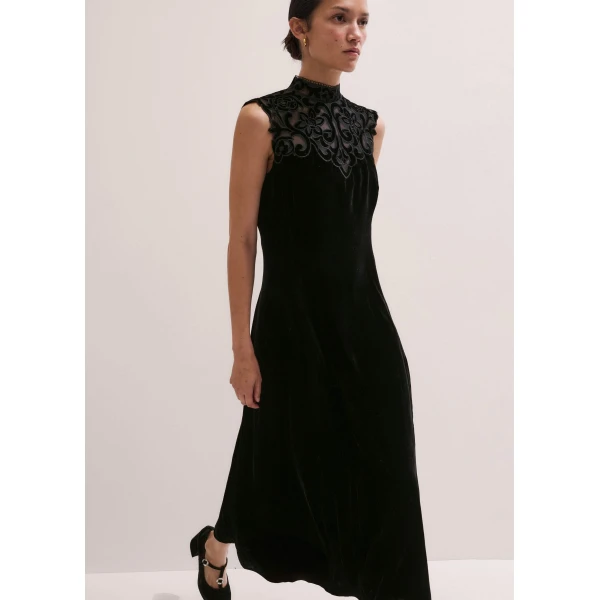 Me and Em Embroidered Midi Dress – luxury British Black in Me and Em exclusively at Luxury Shoes 