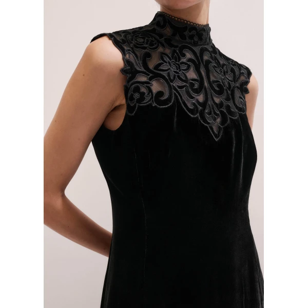 Me + Em Embroidered Midi Dress – luxury British Black in Me and Em exclusively at Luxury Shoes 