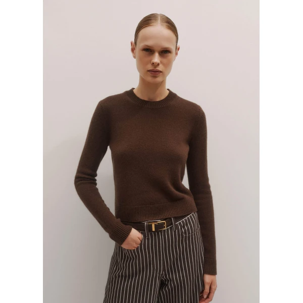 Me + Em Essential Crew Jumper – luxury British Brown in Me and Em exclusively at Luxury Shoes 