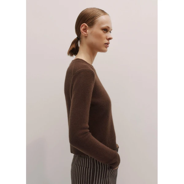 Me + Em Essential Crew Jumper – luxury British Brown in Me and Em exclusively at Luxury Shoes 