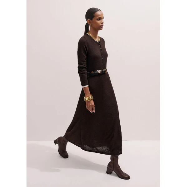 Me + Em Faux Layer Maxi Dress – luxury British Brown in Me and Em exclusively at Luxury Shoes 