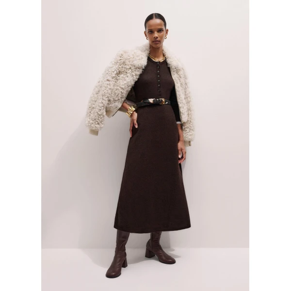 Me + Em Faux Layer Maxi Dress – luxury British Brown in Me and Em exclusively at Luxury Shoes 
