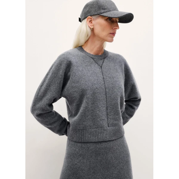 Me + Em Felted Knit Sweatshirt – luxury British Grey in Me and Em exclusively at Luxury Shoes 