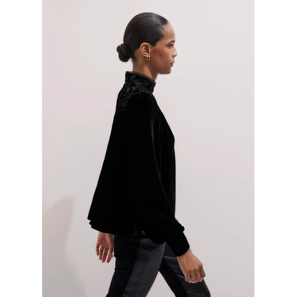 Me and Em Fluid Embroidered Top – luxury British Black in Me and Em exclusively at Luxury Shoes 