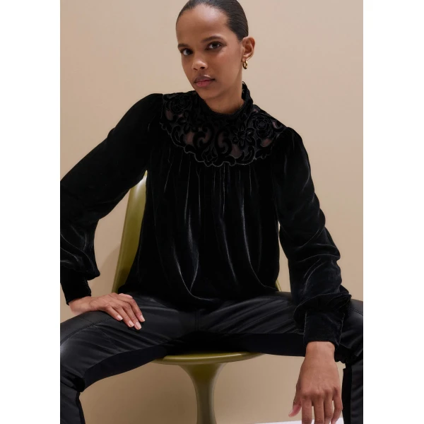 Me and Em Fluid Embroidered Top – luxury British Black in Me and Em exclusively at Luxury Shoes 
