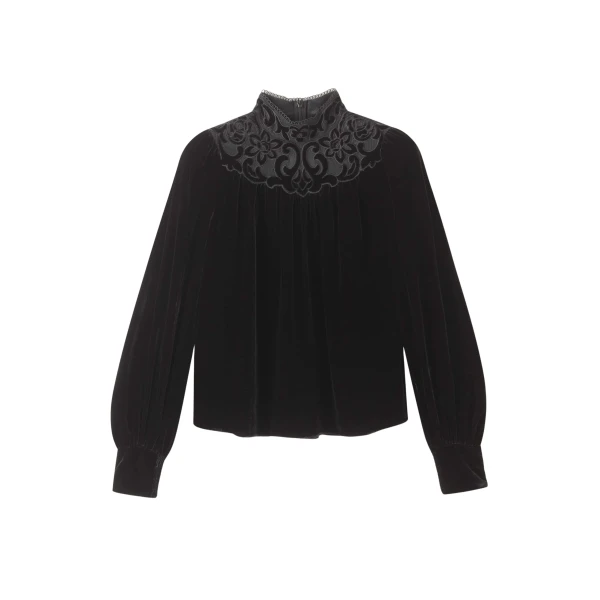 Me and Em Fluid Embroidered Top – luxury British Black in Me and Em exclusively at Luxury Shoes 
