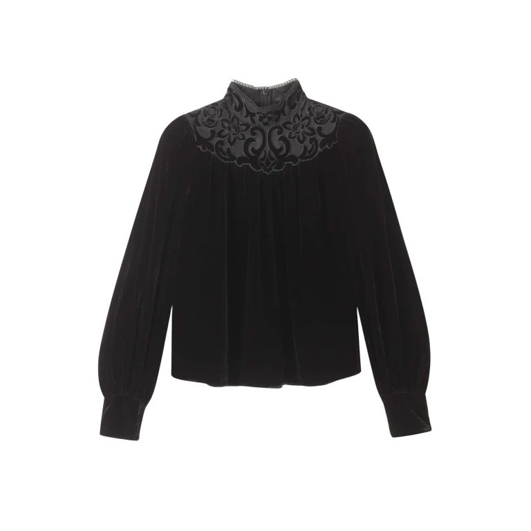 Me and Em Fluid Embroidered Top – luxury British Black in Me and Em exclusively at Luxury Shoes 