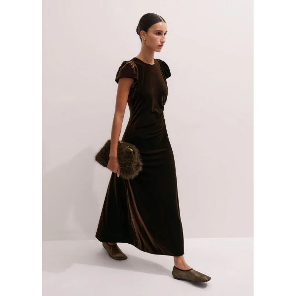 Me + Em Fluid Maxi Dress – luxury British Brown in Me and Em exclusively at Luxury Shoes 