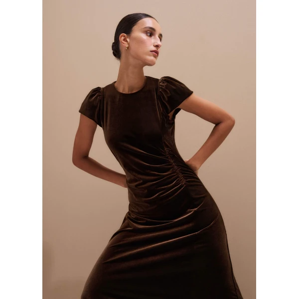 Me + Em Fluid Maxi Dress – luxury British Brown in Me and Em exclusively at Luxury Shoes 
