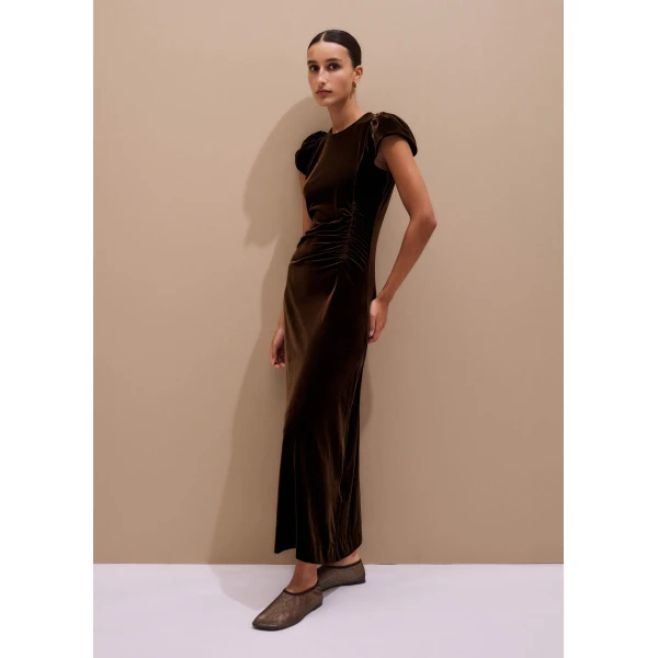 Me and Em Fluid Maxi Dress – luxury British Brown in Me and Em exclusively at Luxury Shoes 