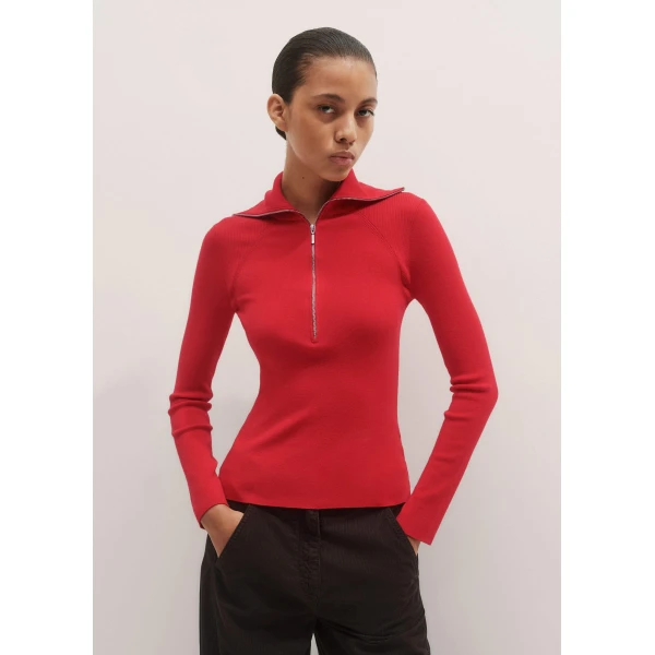 Me + Em Half Zip Jumper – luxury British Red in Me and Em exclusively at Luxury Shoes 
