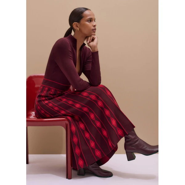 Me and Em Half Zip Maxi Dress – luxury British Red in Me and Em exclusively at Luxury Shoes 