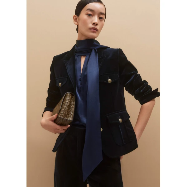 Me and Em Halterneck Top + Tie – luxury British Blue in Me and Em exclusively at Luxury Shoes 