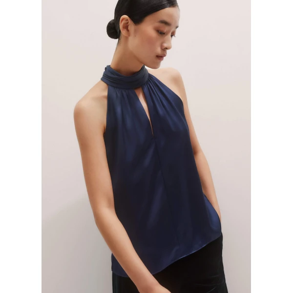Me + Em Halterneck Top + Tie – luxury British Blue in Me and Em exclusively at Luxury Shoes 