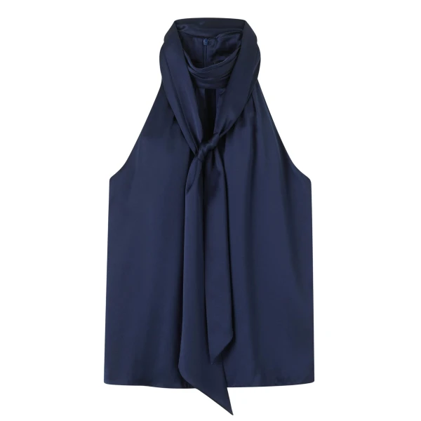 Me and Em Halterneck Top + Tie – luxury British Blue in Me and Em exclusively at Luxury Shoes 