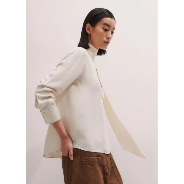 Me + Em High Neck Blouse + Tie – luxury British Ivory in Me and Em exclusively at Luxury Shoes 