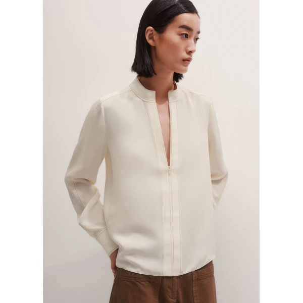 Me and Em High Neck Blouse + Tie – luxury British Ivory in Me and Em exclusively at Luxury Shoes 
