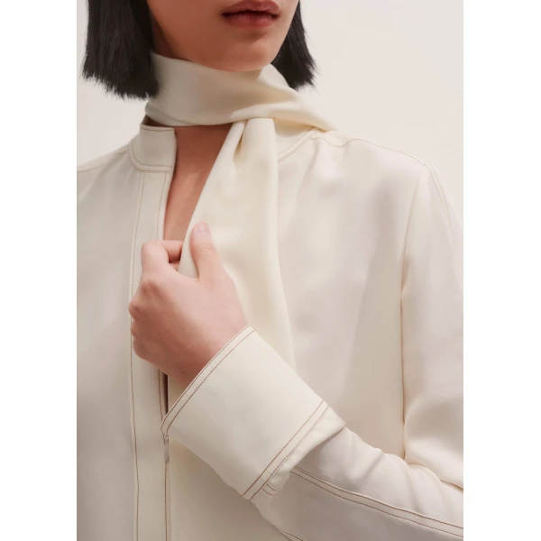 Me and Em High Neck Blouse + Tie – luxury British Ivory in Me and Em exclusively at Luxury Shoes 