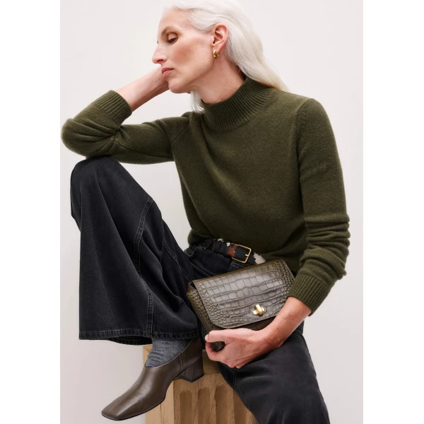 Me and Em High Neck Crop Jumper – luxury British Green in Me and Em exclusively at Luxury Shoes 