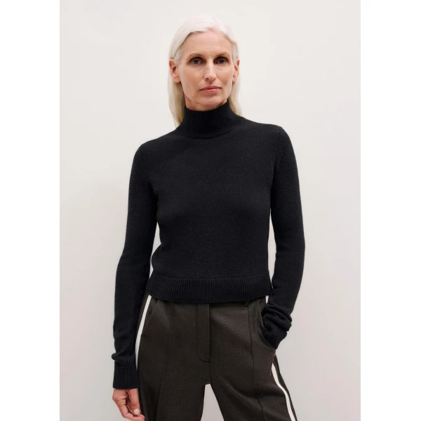 Me + Em High Neck Crop Jumper – luxury British Black in Me and Em exclusively at Luxury Shoes 
