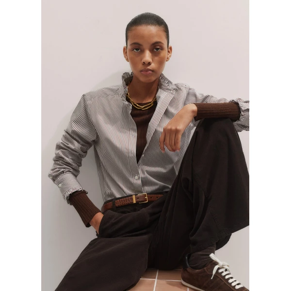Me + Em Impossibly Soft Shirt – luxury British Brown in Me and Em exclusively at Luxury Shoes 