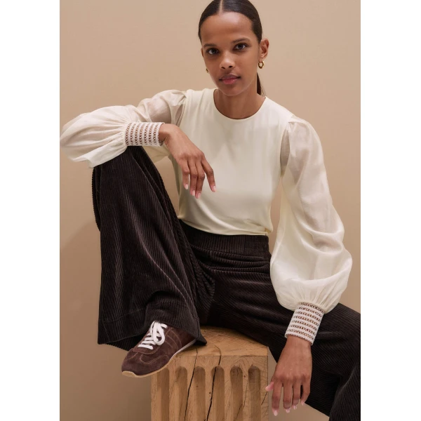 Me + Em Layering Blouse – luxury British Ivory in Me and Em exclusively at Luxury Shoes 