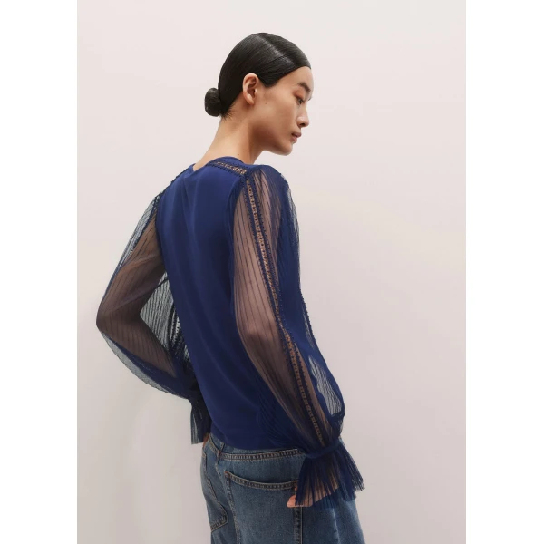 Me + Em Layering Blouse – luxury British Blue in Me and Em exclusively at Luxury Shoes 