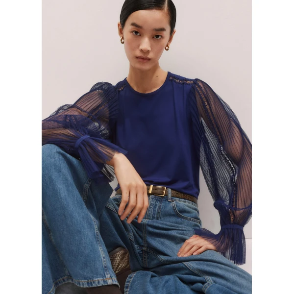 Me and Em Layering Blouse – luxury British Blue in Me and Em exclusively at Luxury Shoes 