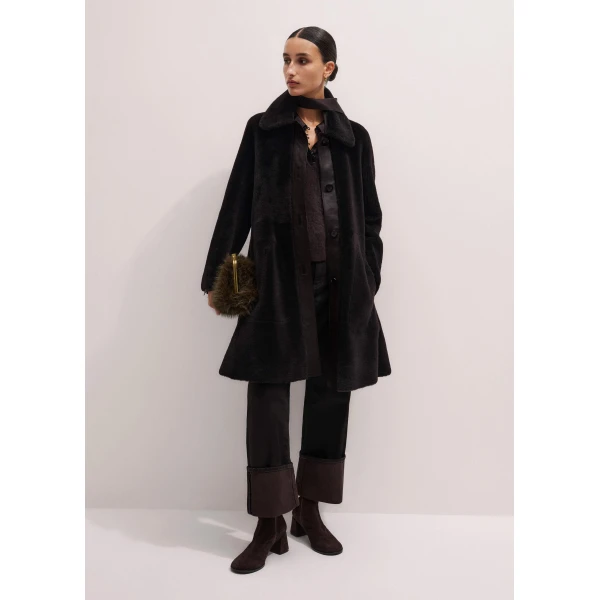 Me + Em Luxe Swing Coat – luxury British Brown in Me and Em exclusively at Luxury Shoes 