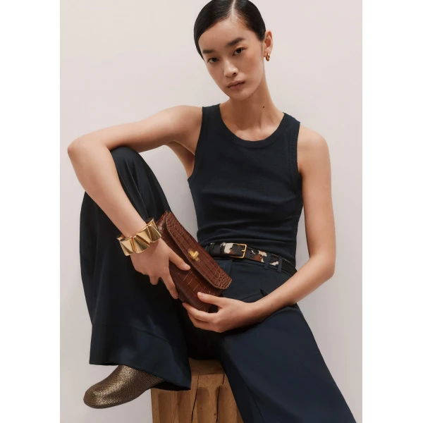 Me and Em Metallic AM-PM Tank – luxury British Blue in Me and Em exclusively at Luxury Shoes 