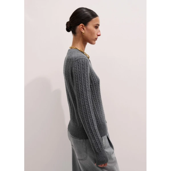 Me + Em Micro Cable Cardigan – luxury British Grey in Me and Em exclusively at Luxury Shoes 