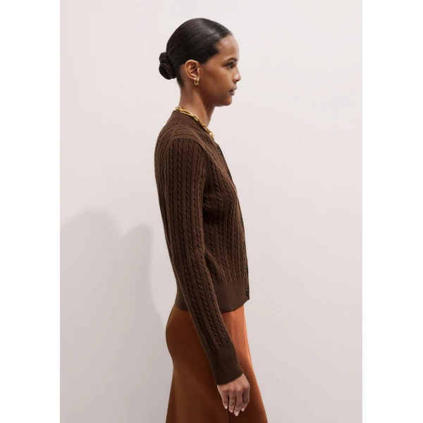Me and Em Micro Cable Cardigan – luxury British Brown in Me and Em exclusively at Luxury Shoes 