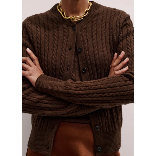 Me and Em Micro Cable Cardigan – luxury British Brown in Me and Em exclusively at Luxury Shoes 