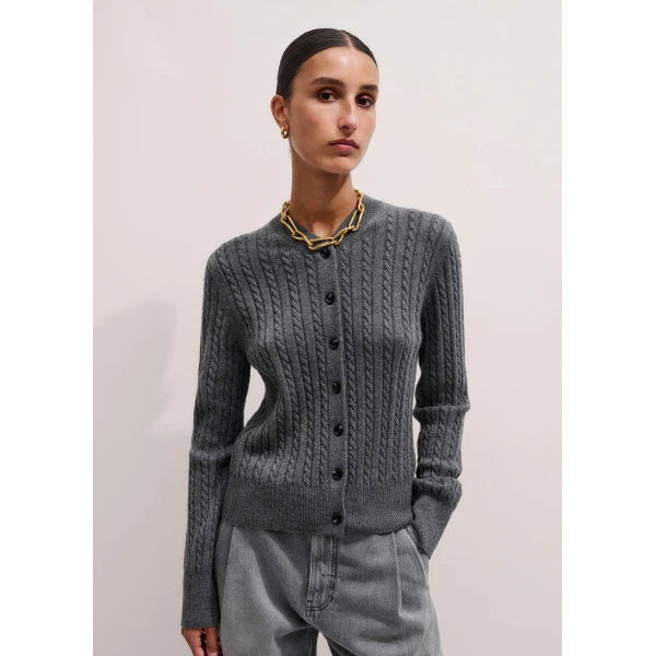Me and Em Micro Cable Cardigan – luxury British Grey in Me and Em exclusively at Luxury Shoes 