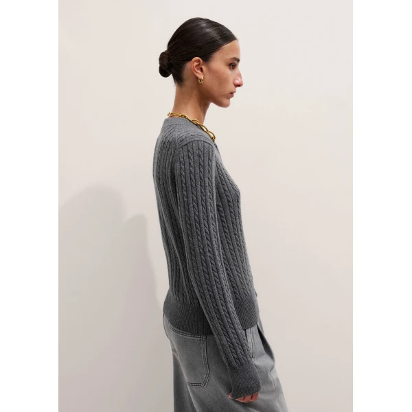 Me + Em Micro Cable Cardigan – luxury British Grey in Me and Em exclusively at Luxury Shoes 