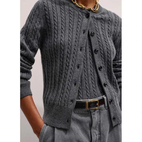 Me + Em Micro Cable Cardigan – luxury British Grey in Me and Em exclusively at Luxury Shoes 